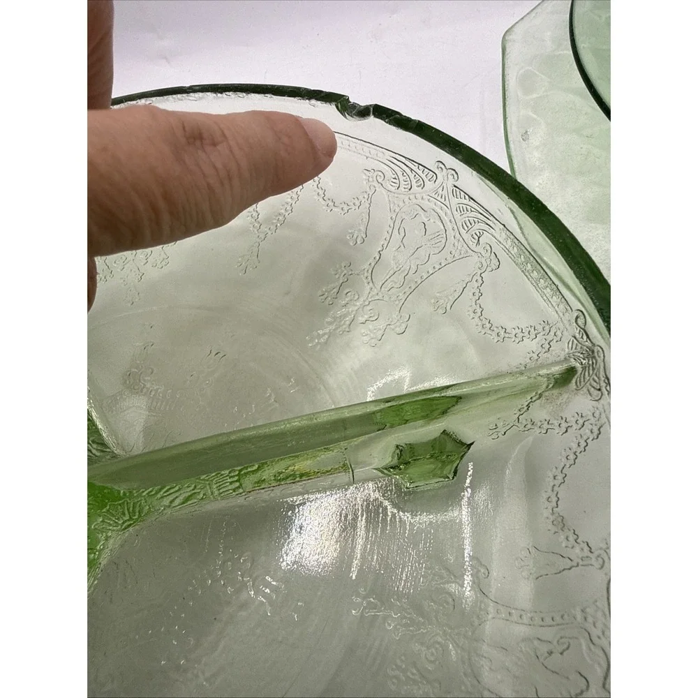 Vintage Uranium Green Depression Glass Mixed Lot  UV Glow (imperfections-read)